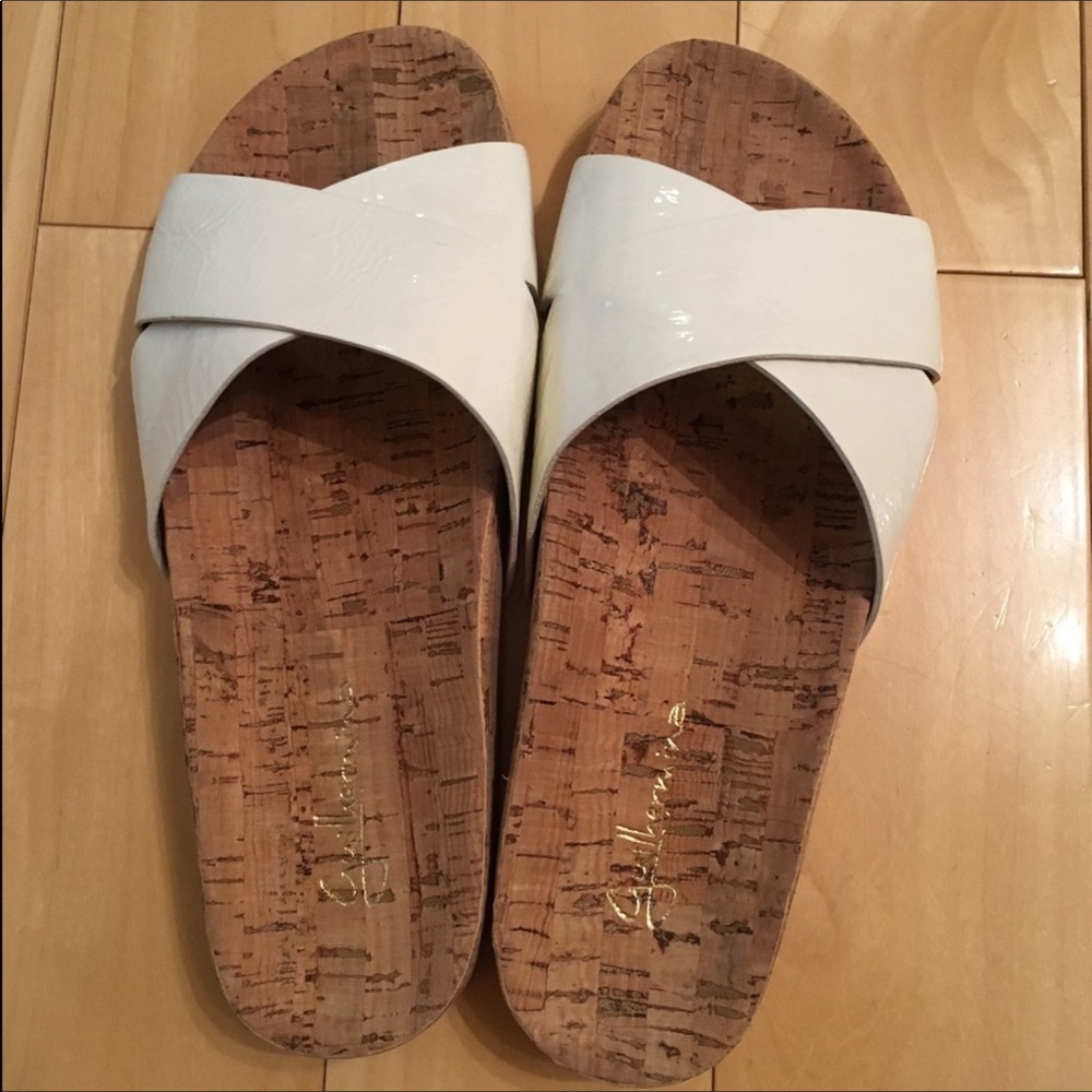 Patent white sandals